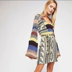 FREE PEOPLE Patchwork Bell Sleeve Sweater Dress